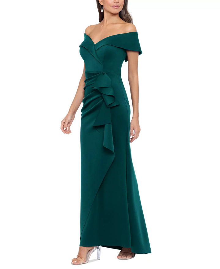XSCAPE Scuba Off-The-Shoulder Gown MSRP $279