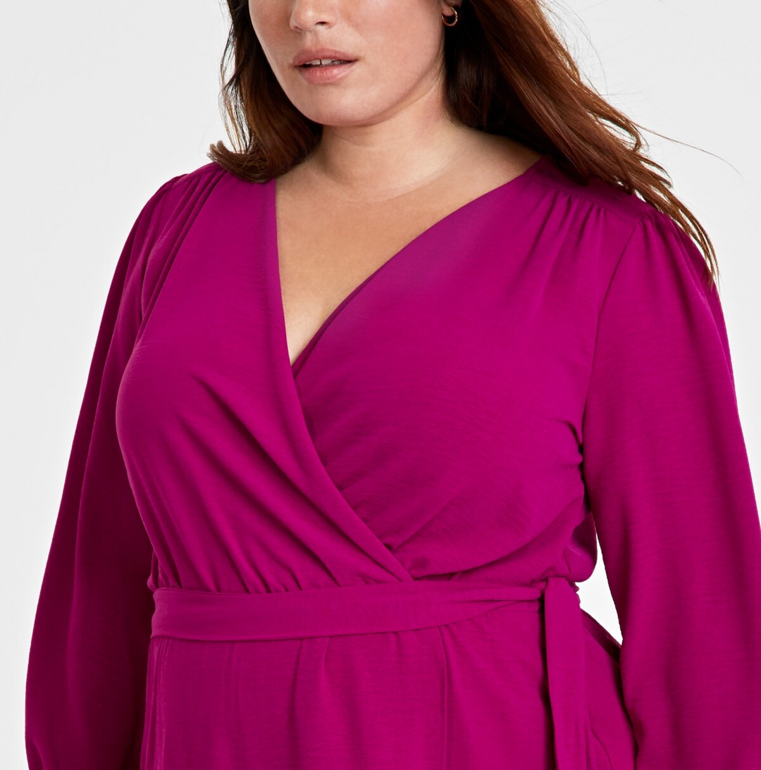 Connected Plus Size Tie-Front Wrap Maxi Dress MSRP $89