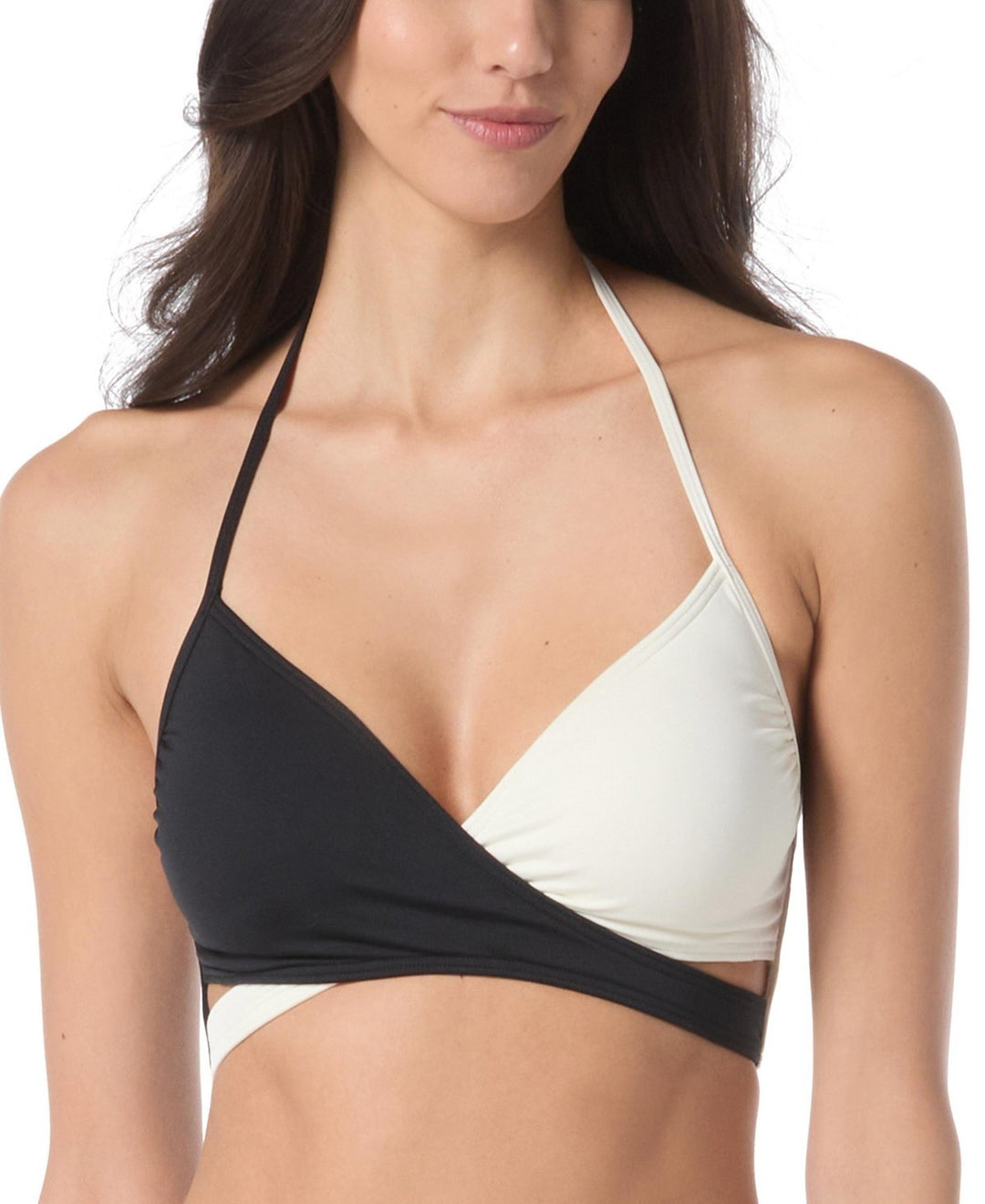 Vince Camuto Colorblocked Cross-Front Bikini Top MSRP $82