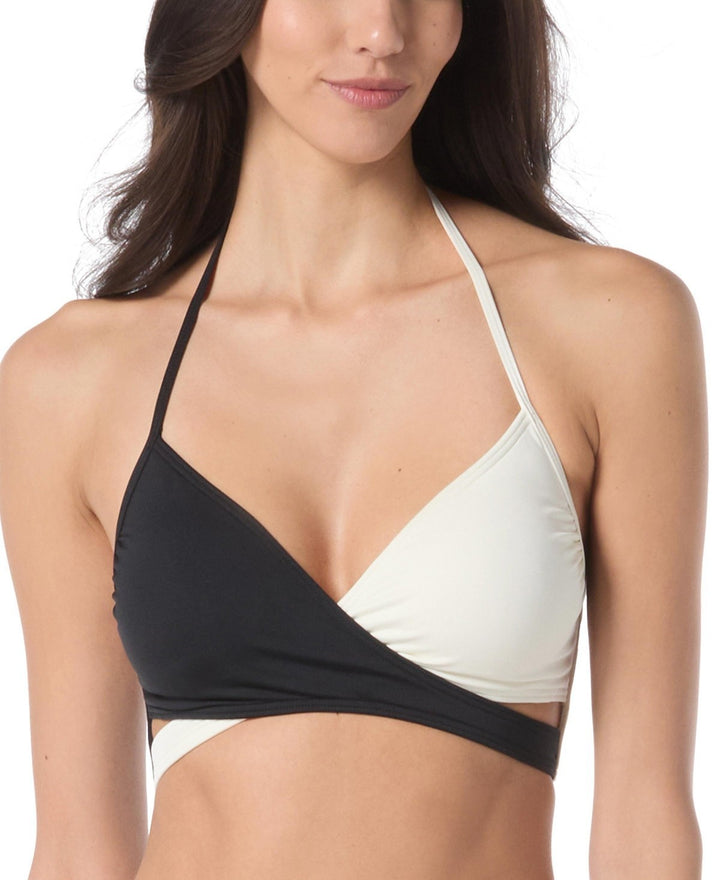 Vince Camuto Colorblocked Cross-Front Bikini Top MSRP $82