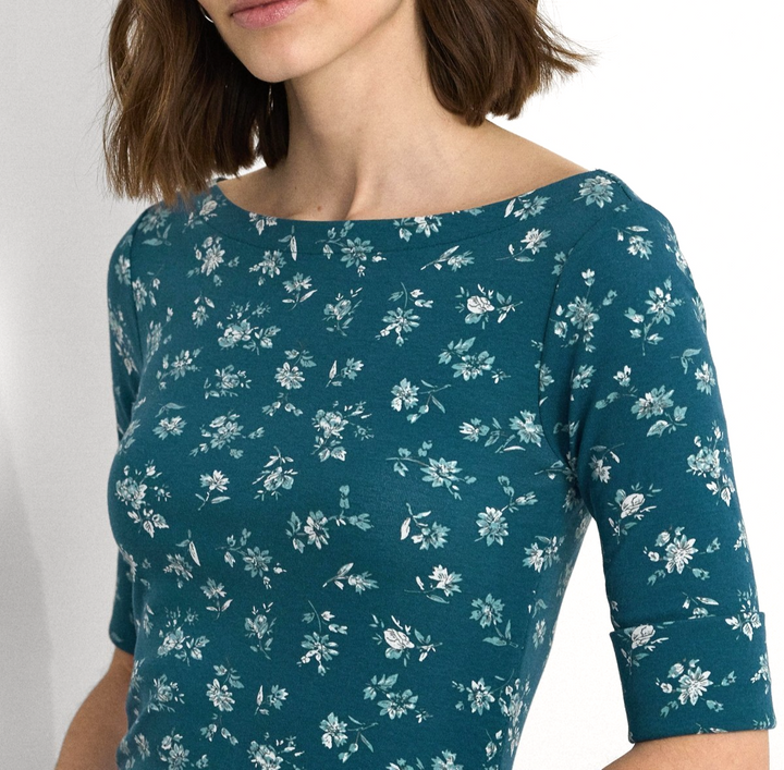 Lauren Ralph Lauren Floral Stretch Cotton MIDI Dress MSRP $ 135
