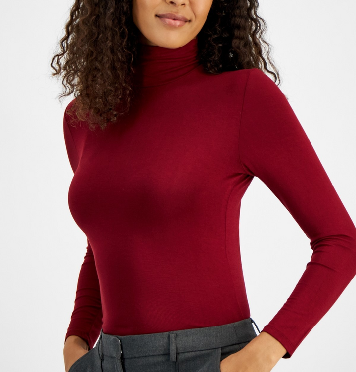 Jones New York Petite Seamless Long-Sleeve Turtleneck Top MSRP $79