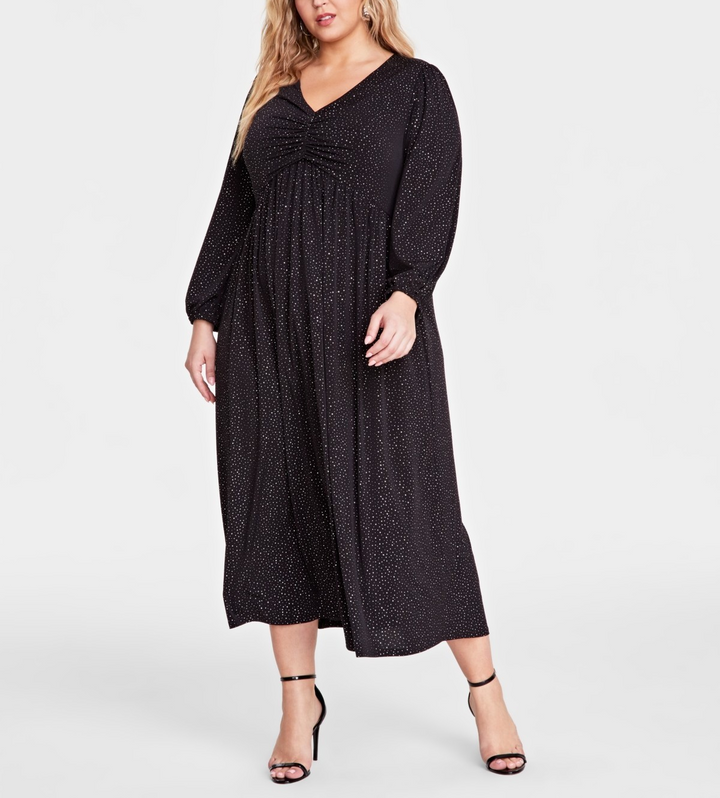 Signature by Robbie Bee Plus Size Embellished Ruched Maxi Dress MSRP $89