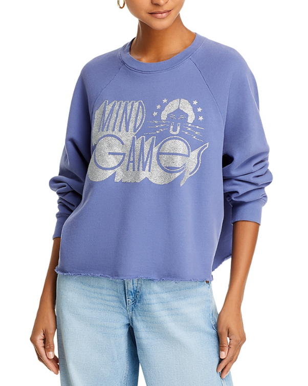 MOTHER Cotton The Boost Cut Off Sweatshirt MSRP $168