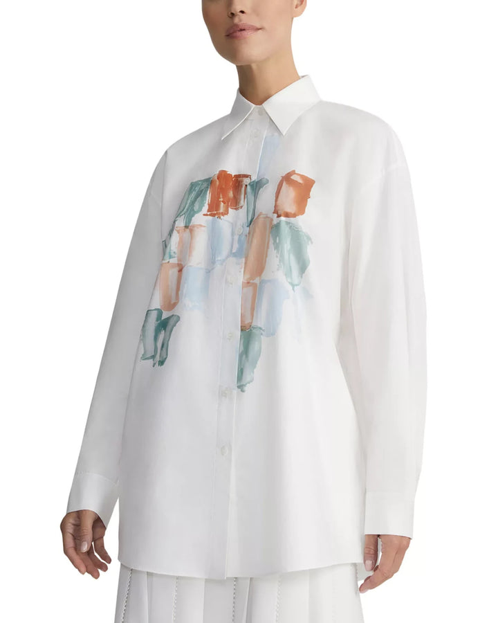 Lafayette 148 New York Printed Button Front Shirt MSRP $798