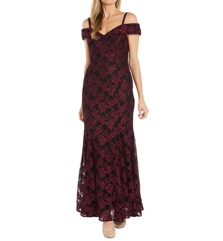 R & M Richards Women's Embroidered-Mesh Mermaid-Skirt Gown MSRP $159