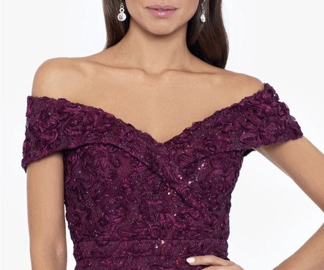 XSCAPE Off-The-Shoulder Lace Gown MSRP $289