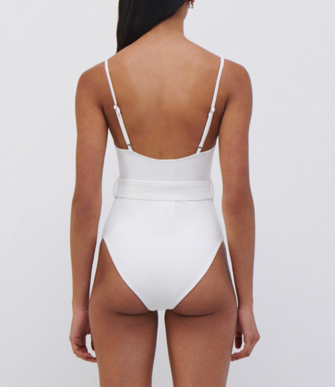 SIMKHAI Noa Belted Bustier One Piece Swimsuit MSRP $195
