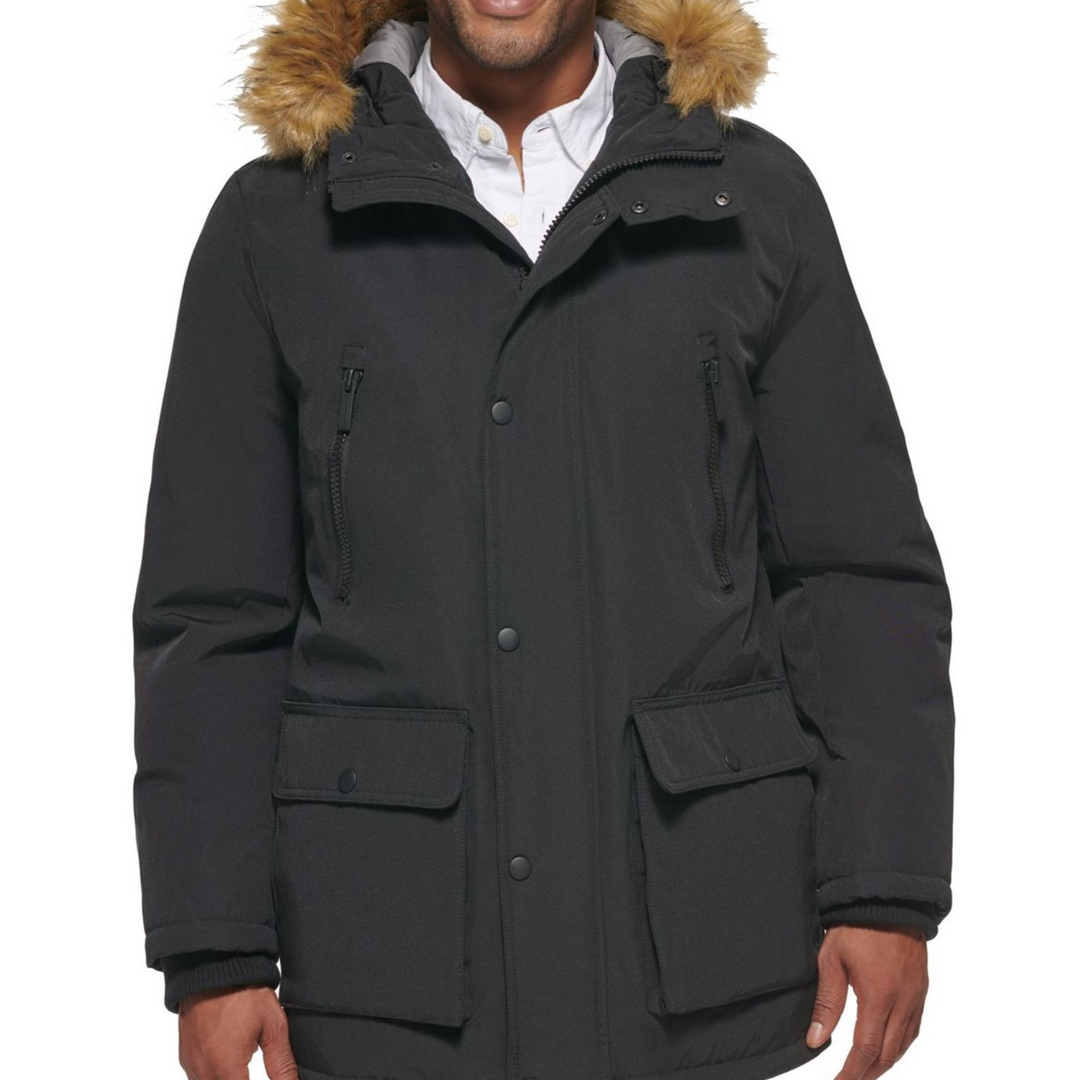 Club Room Men's Parka with a Faux Fur-Hood Jacket MSRP $250