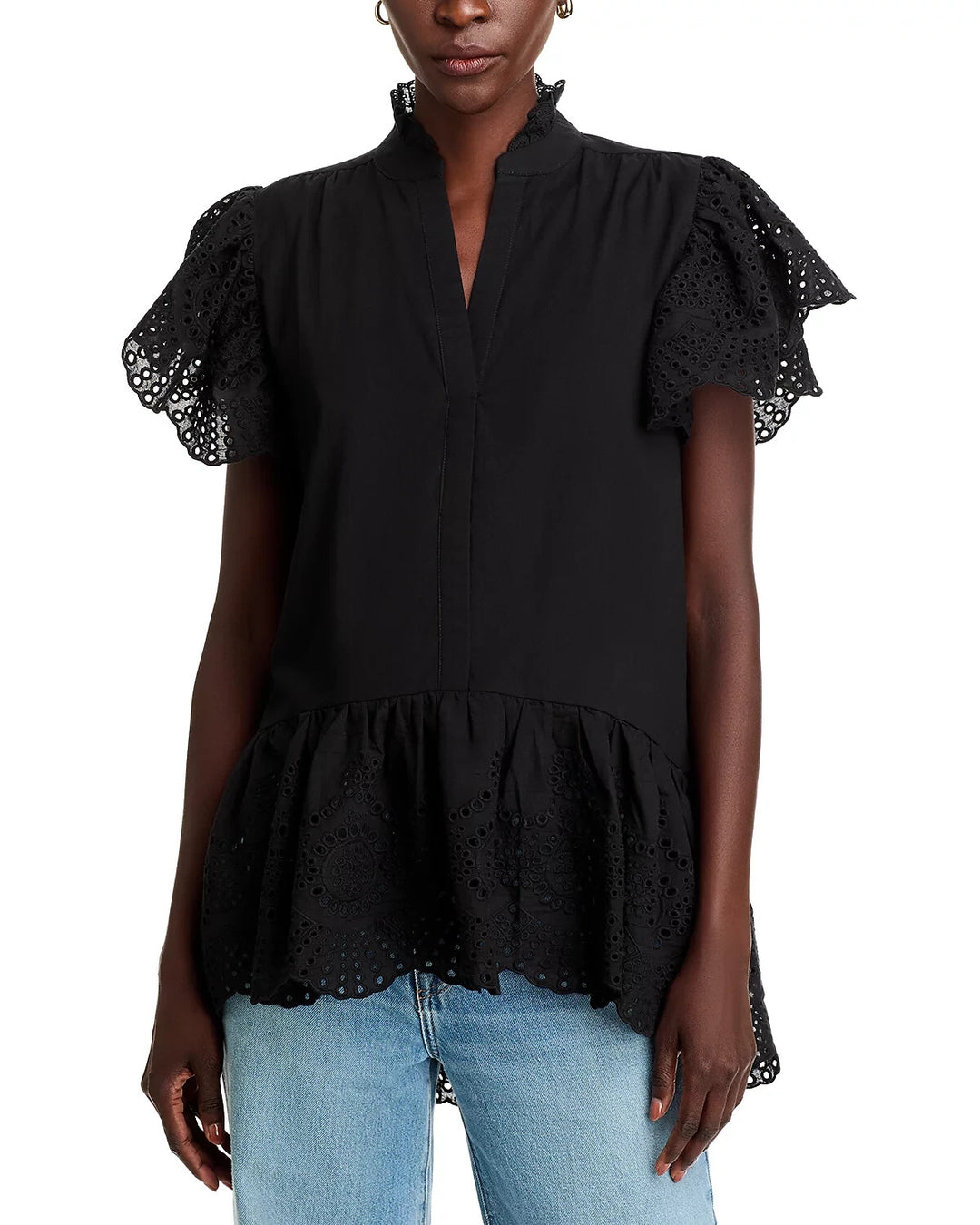 KOKO + MASON Cotton Eyelet Top MSRP $78