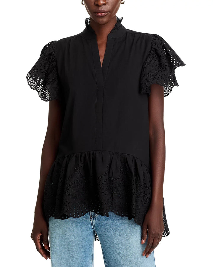 KOKO + MASON Cotton Eyelet Top MSRP $78