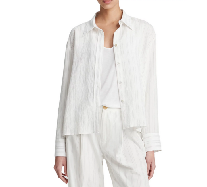 Vince Striped Button Front Shirt MSRP $325