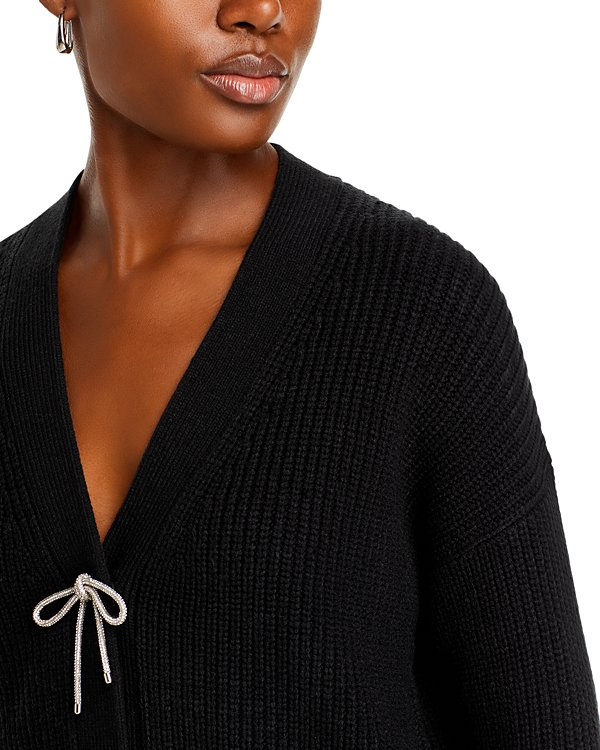 French Connection Women's Babysoft Sparkly Bow Cardigan MSRP $118