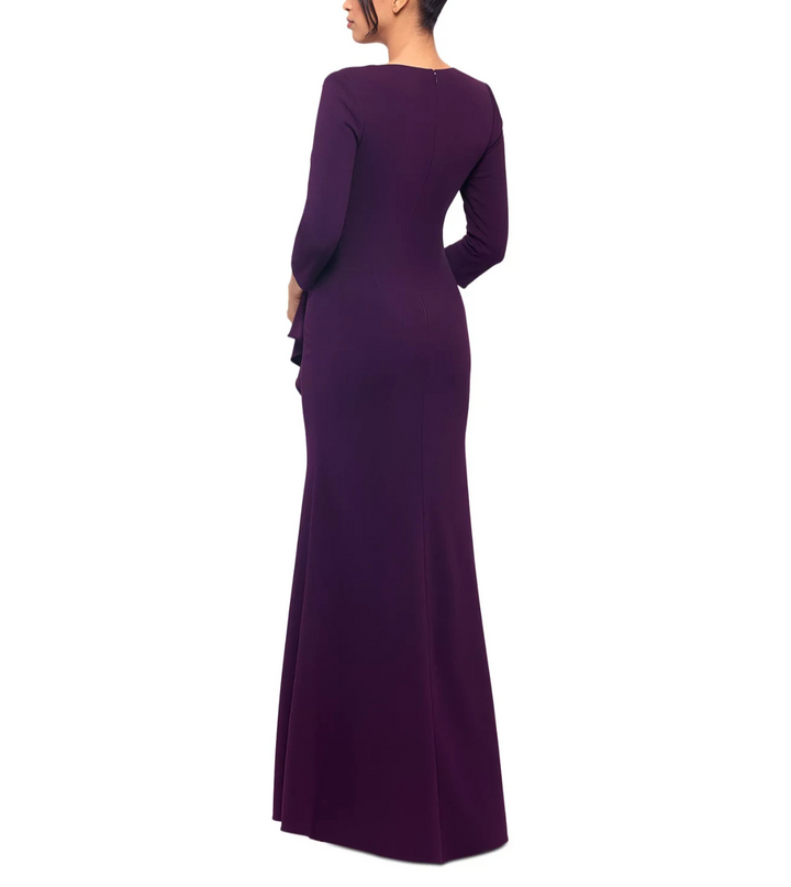 Betsy & Adam High-Slit Ruffled Evening Gown MSRP $259
