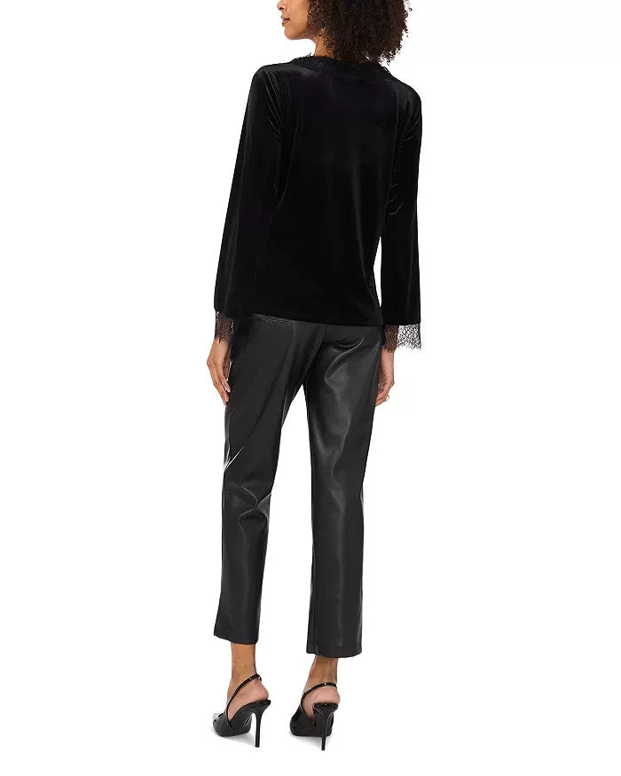 VINCE CAMUTO Lace Trim Velvet Top MSRP $79