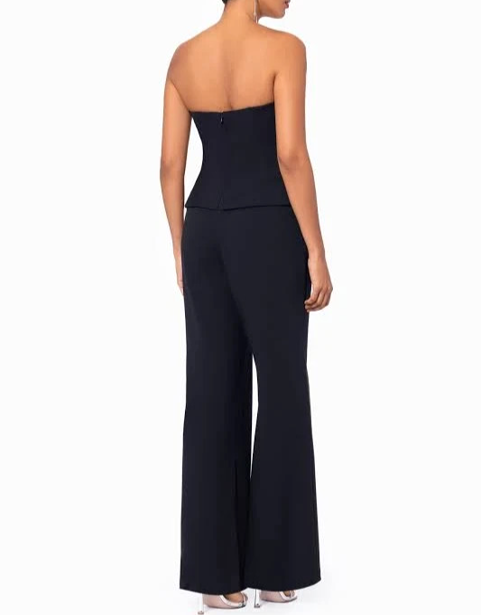 Betsy & Adam Women's Strapless Tuxedo Jumpsuit MSRP $249