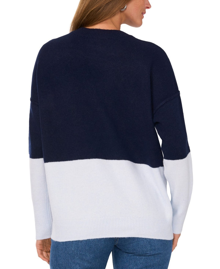 Sam & Jess Women's Colorblocked Crewneck Long-Sleeve Sweater MSRP $69