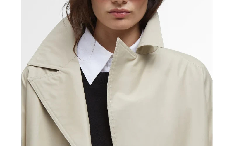 Barbour Women's Maisy Short Double-Breasted Trench Coat MSRP $360