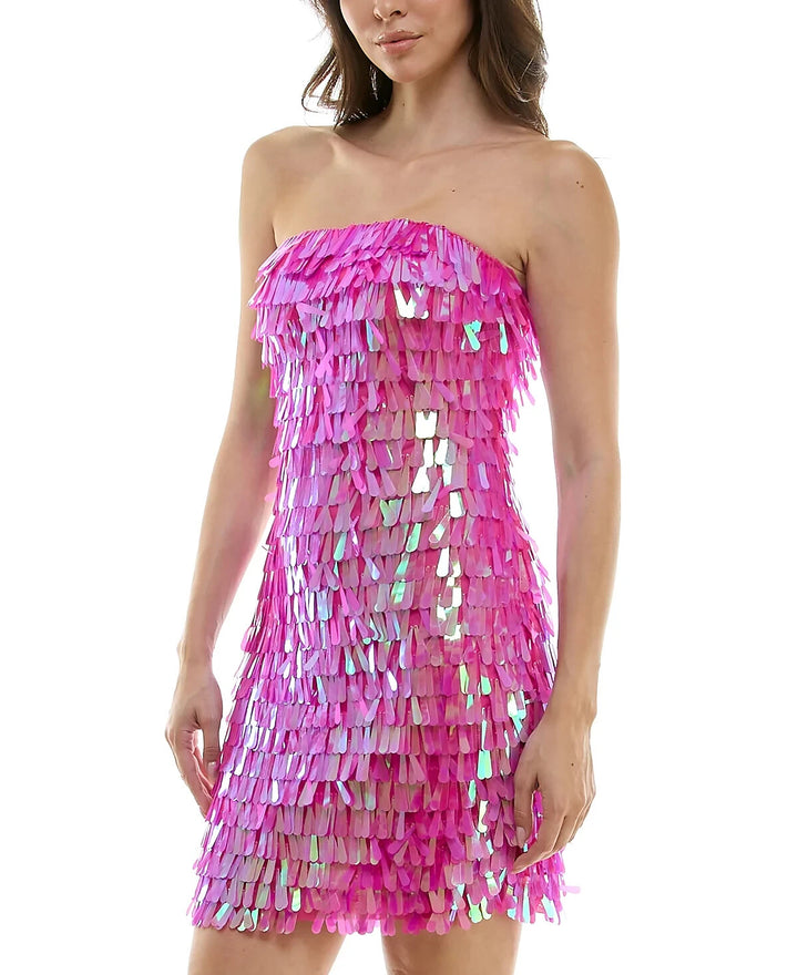 B Darlin Juniors' Sequined Strapless Bodycon Dress MSRP $89