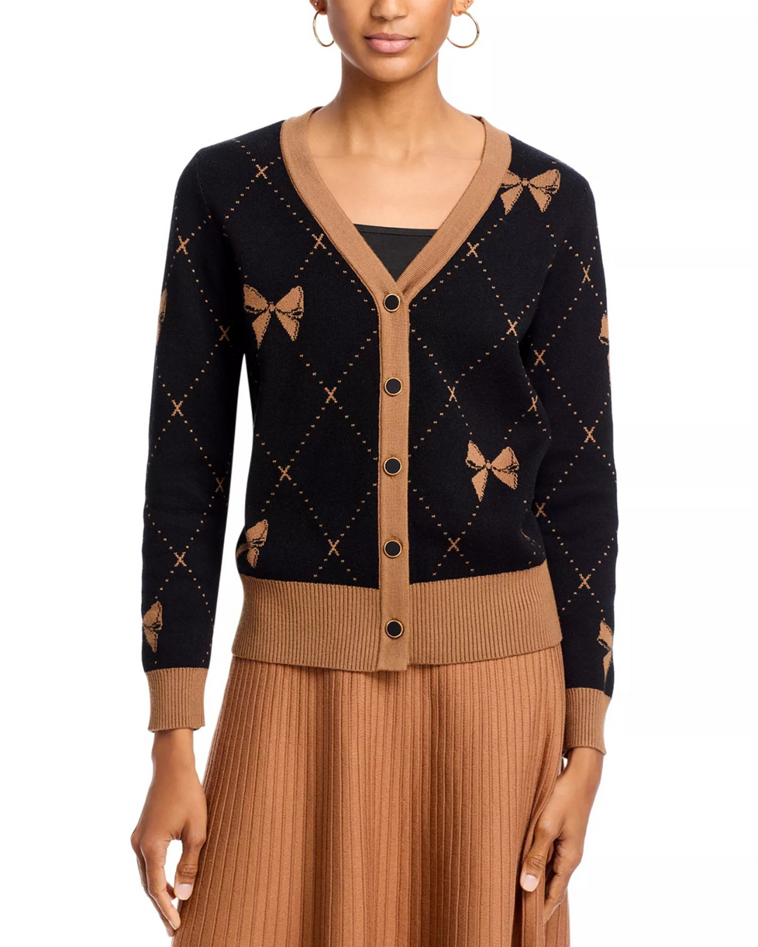 Nancy Yang Bow Print Cardigan MSRP $114