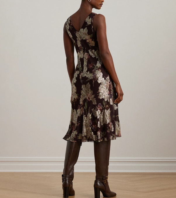 Lauren Ralph Lauren Metallic Jacquard Dress MSRP $265