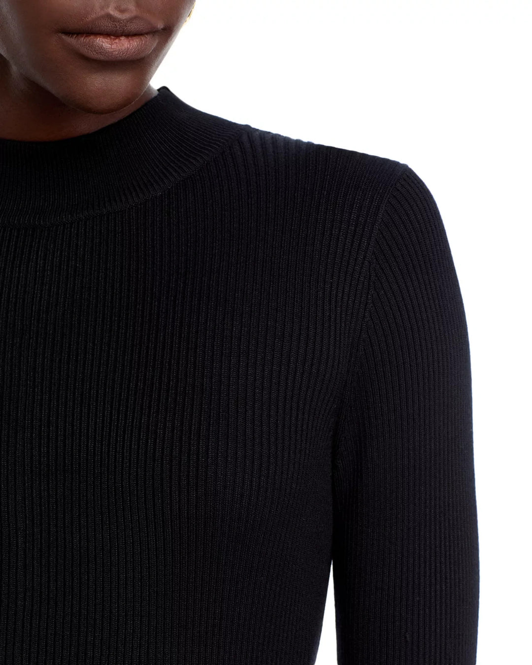 Tahari Long Sleeve Mock Neck Rib Flare Dress MSRP $118