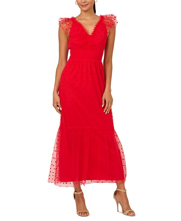 Adrianna by Adrianna Papell Women's Sleeveless Dot-Mesh Dress MSRP $159