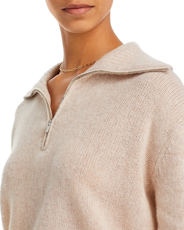 C by Bloomingdale's Cashmere Drop Shoulder Half Zip Cashmere Sweater MSRP $198