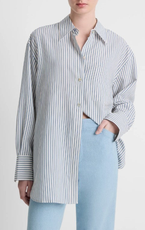 Vince Furrow Stripe Button-Up Shirt MSRP $365