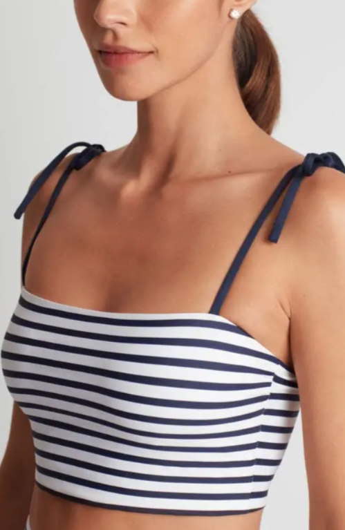 Lauren Ralph Lauren Striped Tie-Strap Square-Neck Bralette MSRP $95
