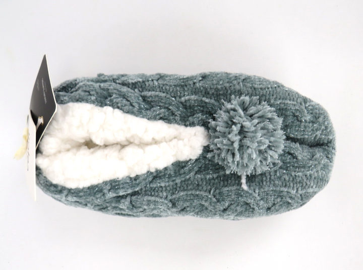 Cejoli Cable Knit Chenille Pom-Pom Slippers MSRP $30