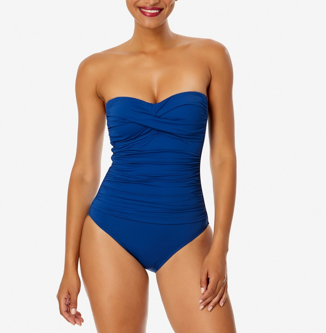 Anne Cole Twist-Front Ruched One-Piece Swimsuit MSRP $88
