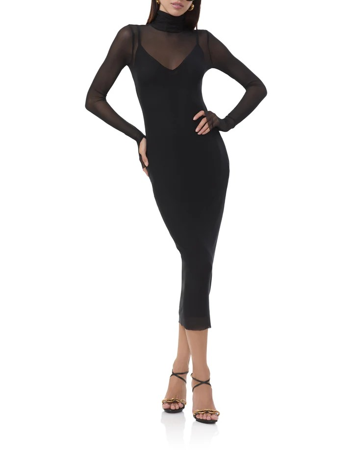 AFRM Power Mesh Bodycon Midi Shailene Dress MSRP $88