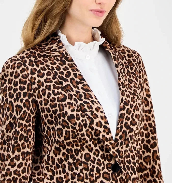 Anne Klein Animal-Print One-Button Blazer MSRP $179 Size 12 # 4D 1505