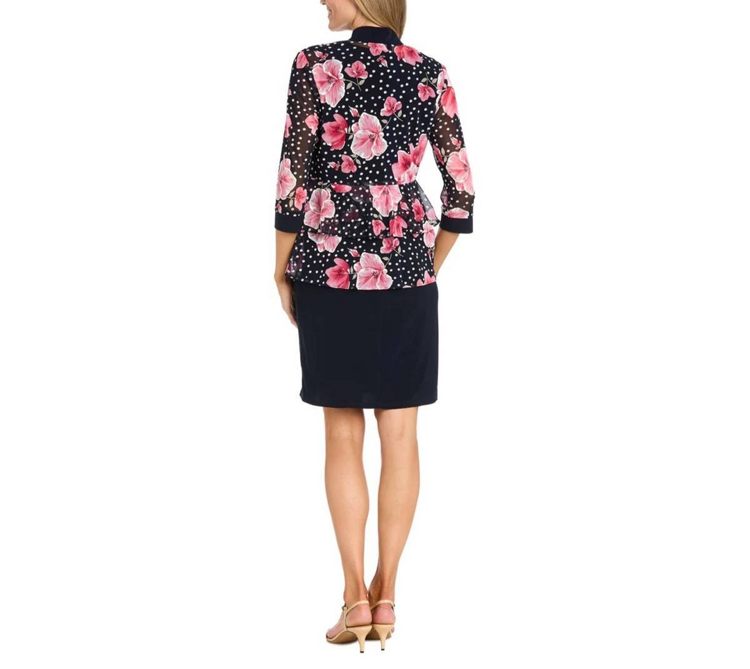 R&M Richards Floral Polka Dot Jacket Dress MSRP $99