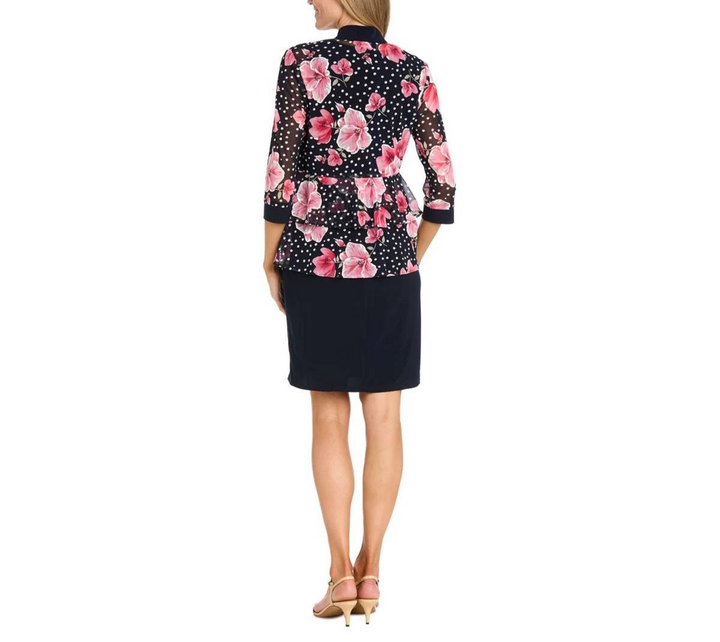 R&M Richards Floral Polka Dot Jacket Dress MSRP $99