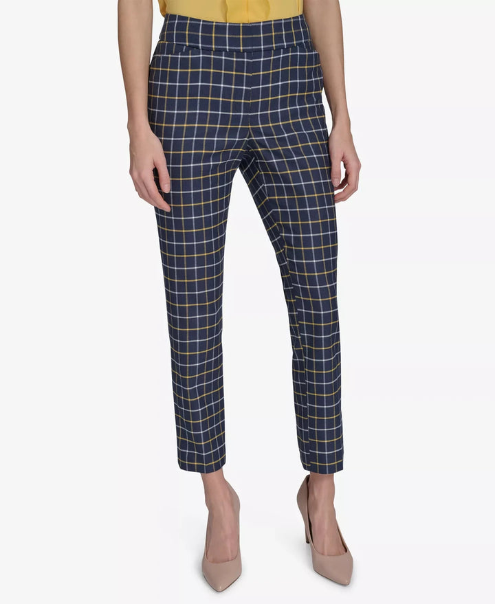 Tommy Hilfiger Plaid-Print Slim-Fit Ankle Pants MSRP $109