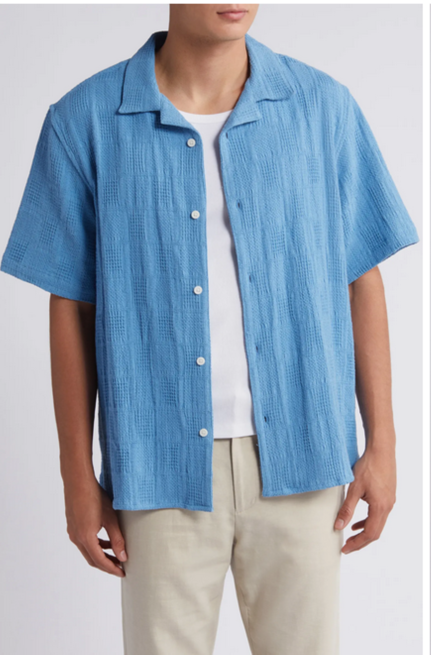 Wax London Didcot Patchwork Cotton Camp Shirt MSRP $145