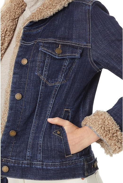 Liverpool Los Angeles Faux Fur Collar Trucker Jacket MSRP $129