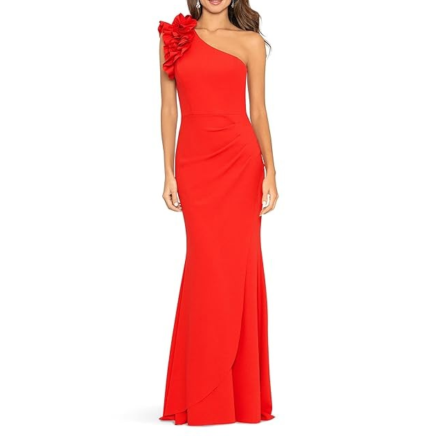 XSCAPE Women's Ruffled One-Shoulder Gown MSRP $279