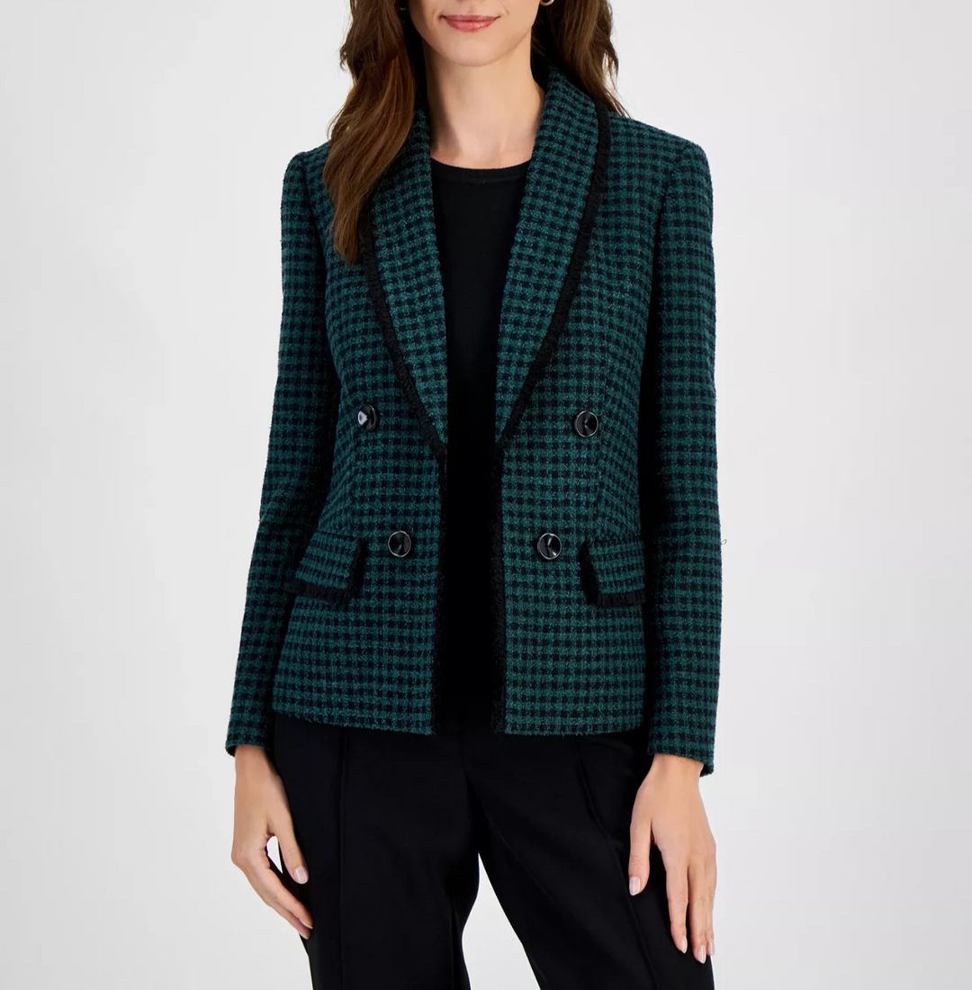 Kasper Women's Tweed Faux Double-Breasted Jacket MSRP $139