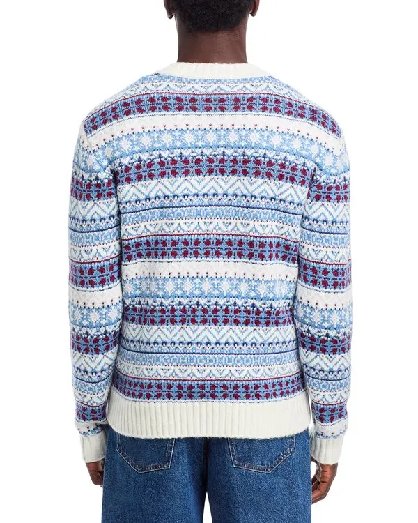 HUGO Sissoh Wool Blend Fair Isle Relaxed Fit V Neck Sweater MSRP $248