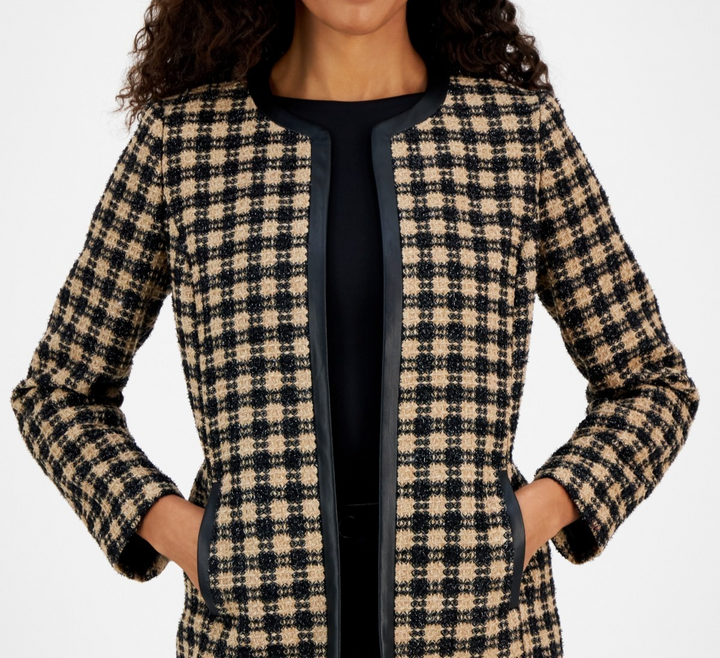 Kasper  Checkered Open-Front Topper Jacket MSRP $159