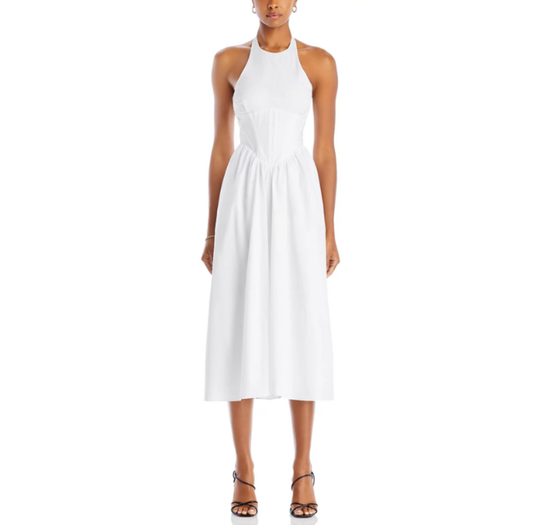 Bardot Kylen Cotton Halter Midi Dress MSRP $169
