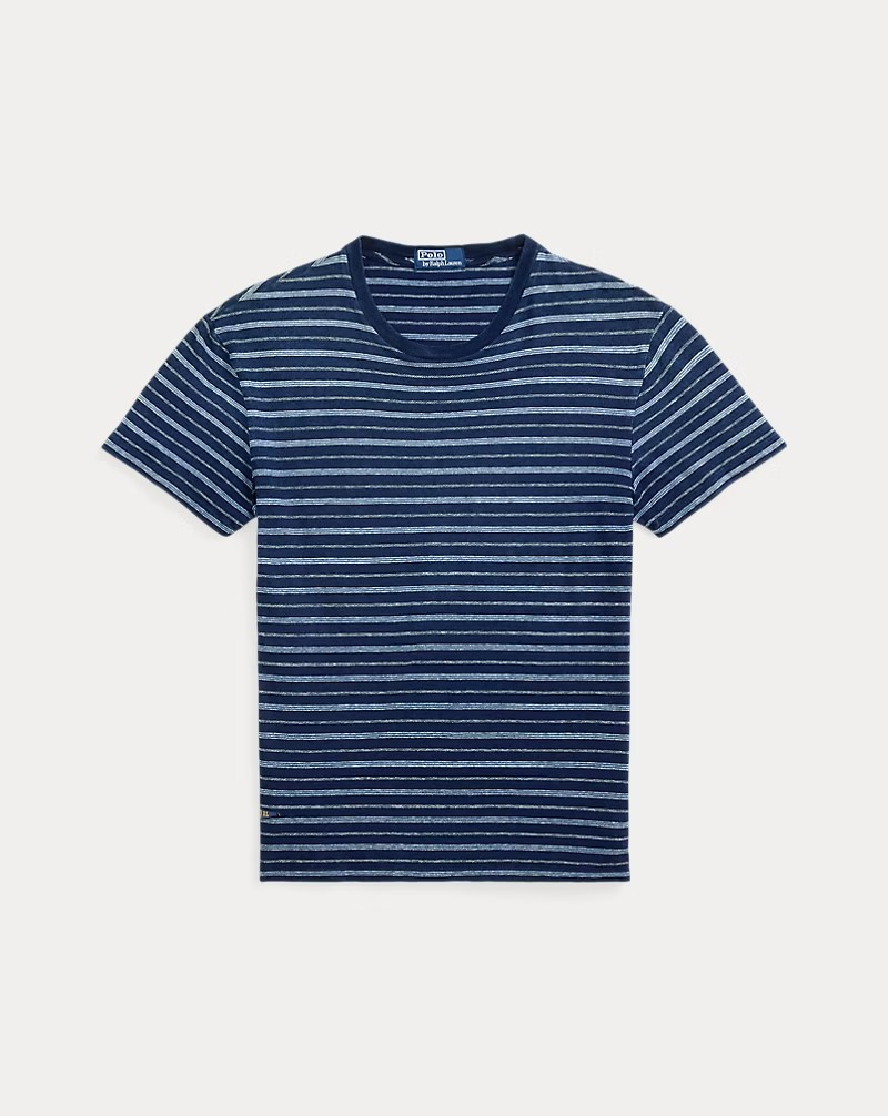 Polo Ralph Lauren Classic Fit Striped Cotton Linen Tee MSRP $125