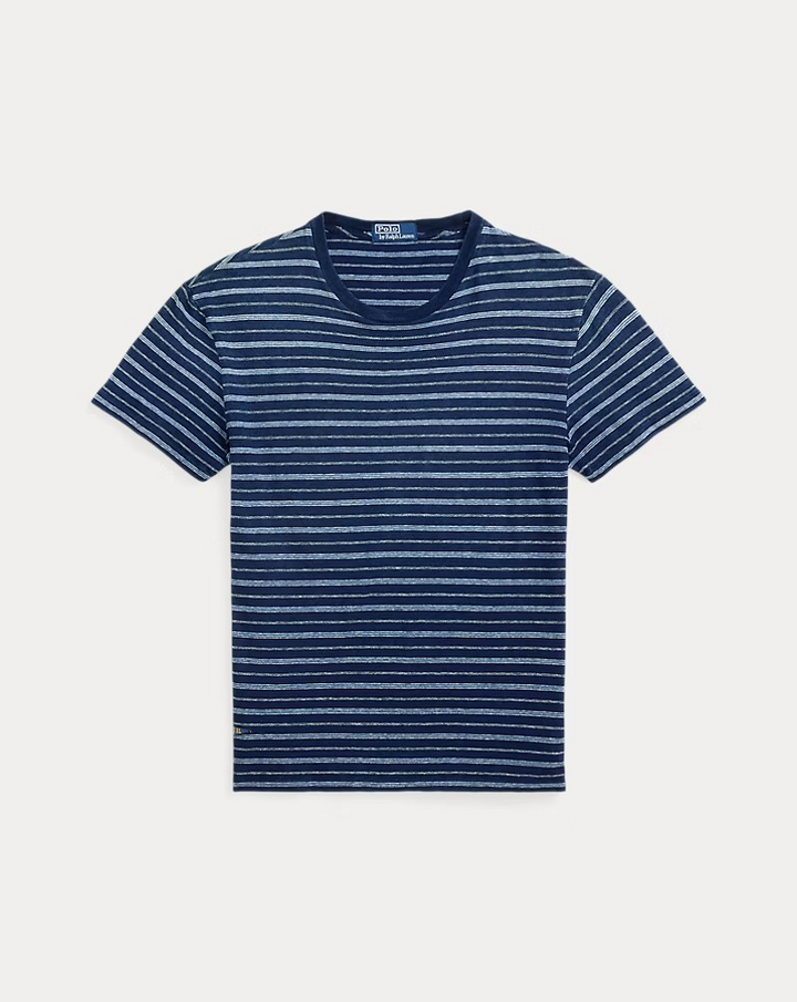 Polo Ralph Lauren Classic Fit Striped Cotton Linen Tee MSRP $125
