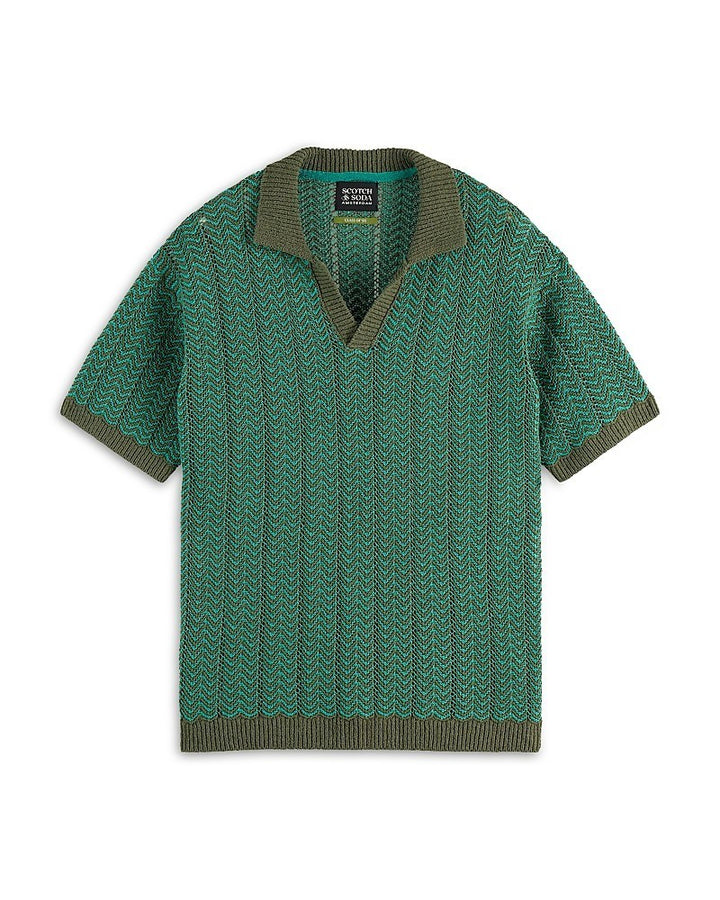 SCOTCH & SODA Men's Structured Knit Sweater Polo Shirt MSRP $148