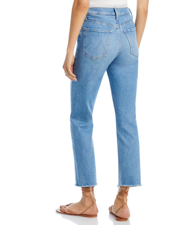 MOTHER The Tomcat High Rise Ankle Fray Straight Leg Jeans