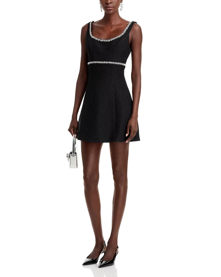 AQUA Rhinestone Trim Tweed Mini Dress MSRP $118