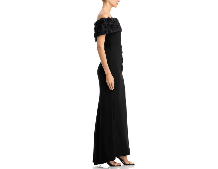 Eliza J Off-the-Shoulder Side Tuck Gown MSRP $208